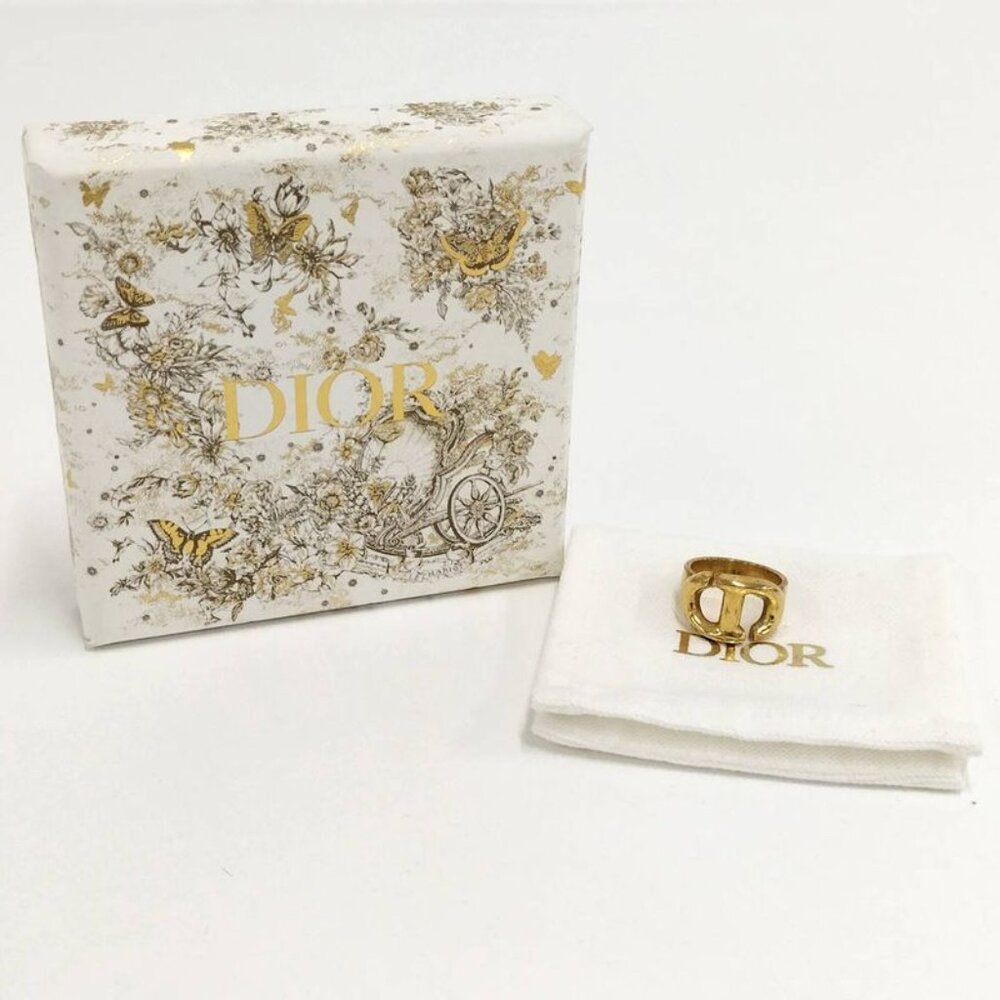 Christian Dior Ring CD Logo Plated GP Gold Size - Picture 10 of 10